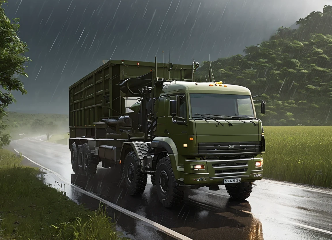 obc03 Truck <lora:03_vehicle_obc03:1.0> on a road, 
outside, delicate,
nature at background, professional, realistic, high quality,
Heavy rain and windy, <lora:general_vehicle:-0.10>