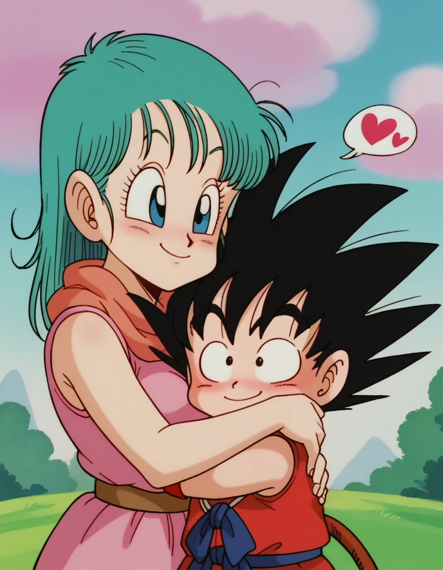 zPDXL, score_9, score_8_up, score_7_up, source_anime, BREAK
<lora:EarlyAkira-20:0.8> drgbls1, son goku, black hair, black eyes, bulma, blue hair, blue eyes, multiple characters, 1girl, 1boy, outdoors, smiling, happy, hugging, looking at another, cute, adorable, blush, heart,