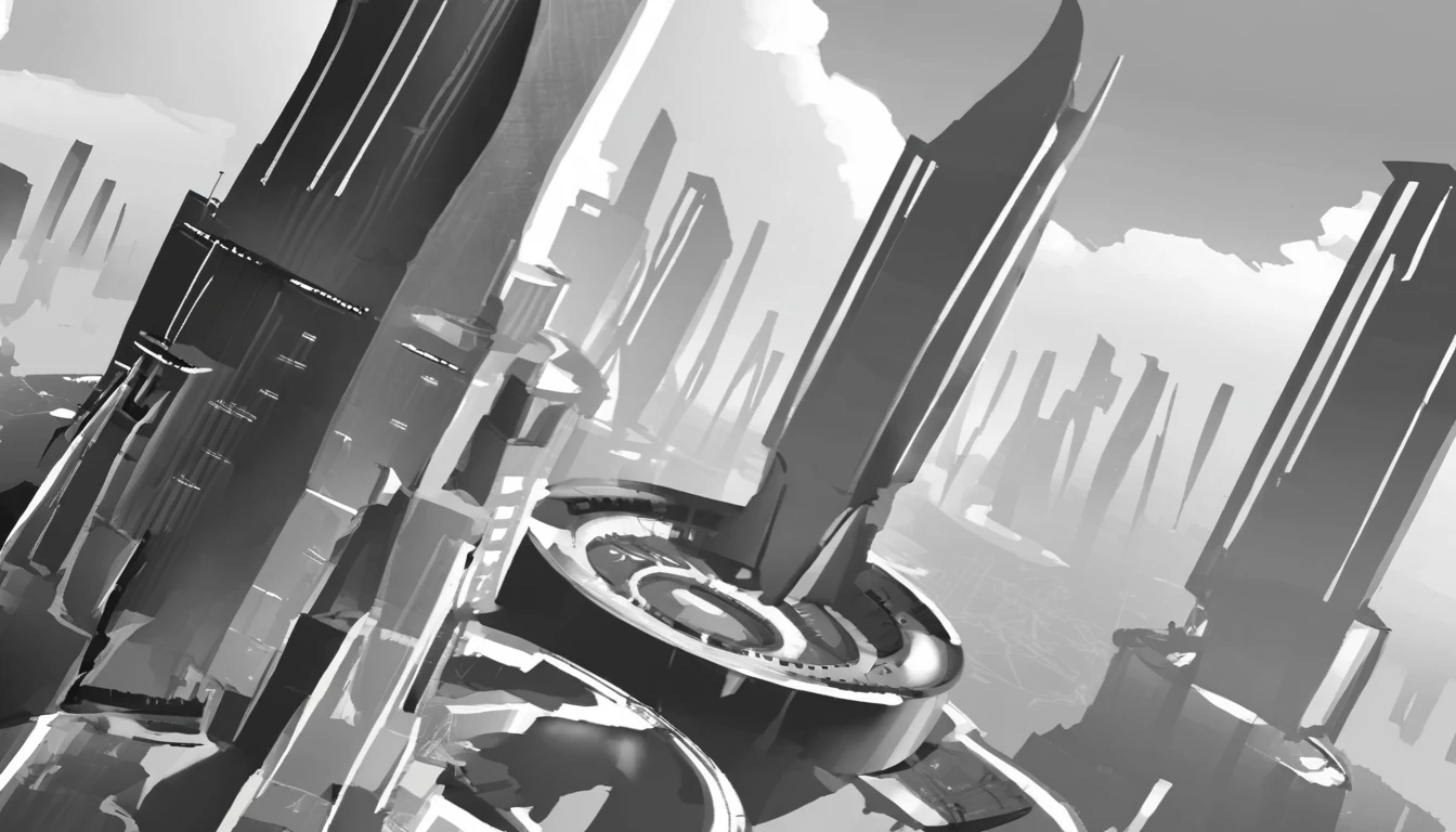 <lora:lor_concept_art_style:1.2> lor concept art, a futuristic skyline of sky scrapers