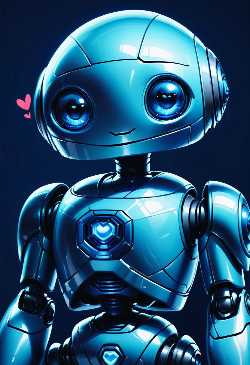 score_9, score_8_up, score_7_up, CivBot, looking at viewer, blue eyes, simple background, upper body, heart, blue background, science fiction, joints, straight-on, robot joints, blue robot,