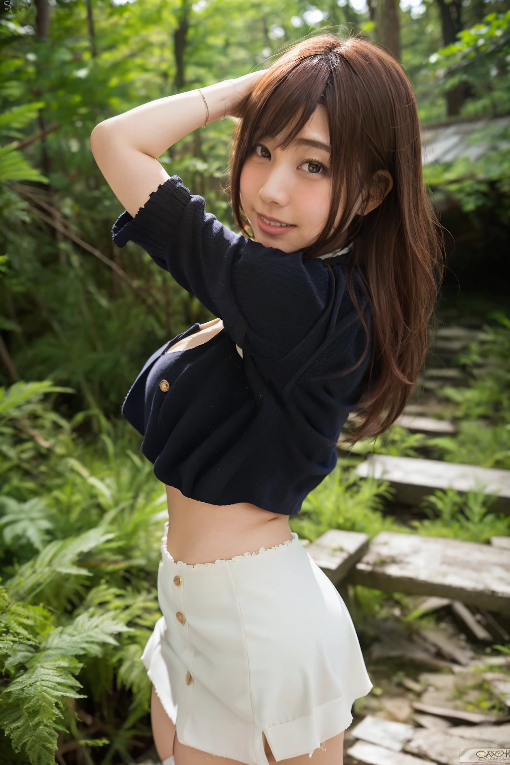 (masterpiece、high resolution、high quality)、Japanese beautiful girl:1.3,15-year-old junior high school student、Immature body、Beautiful body、Soaring、night、Laughter、Clear Eyes、Beautiful Skin、low length、High 、Sailor suit、Her breasts are exposed through her uniform、 fully visible、No underwear、Small breasts、Small cherry-colored areola、Erect nipples、Slim waist、Shaved、Tropical Sea、Walking along the edge of the waves、Professional Photography、Full nudity