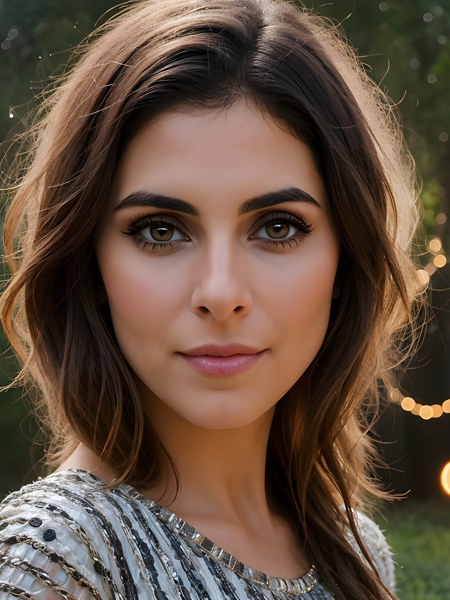 close-up photo of J4m13LynnS1gler_V1-Emb , makeup, mascara, eyeshadow, in the middle of a fantasy mushroom forest at night, old square, 8k uhd, high quality, dramatic, dramatic lighting, realistic , lifelike texture
