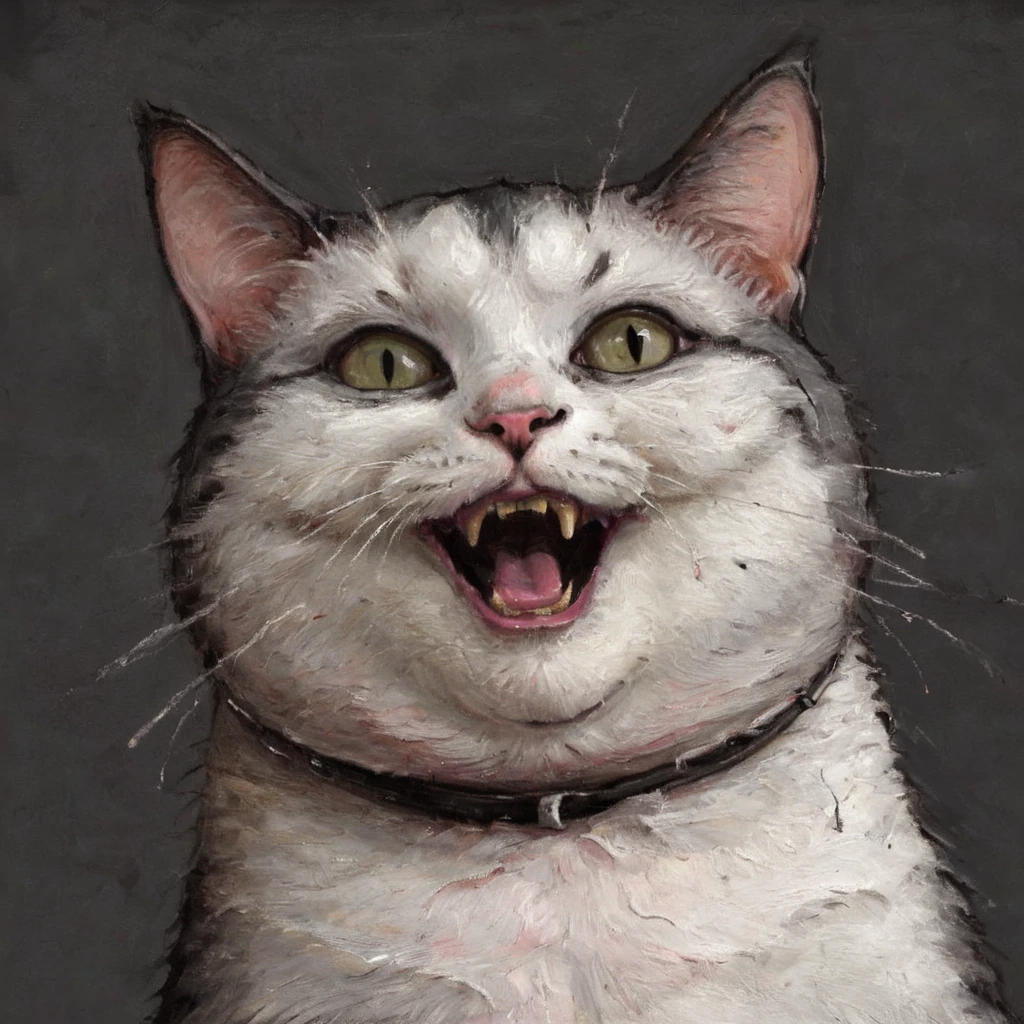 ceiling cat, <lora:XL_justaworm_v1:1>, justaw0rm, sweat, greasy, solo, portrait, white background, simple background,
