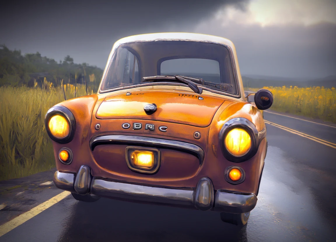 obc04 Car <lora:04_vehicle_obc04:1.0> on a road, 
outside, surreal,
nature at background, professional, realistic, high quality,
Light rain and breezy, <lora:general_vehicle:-0.15>