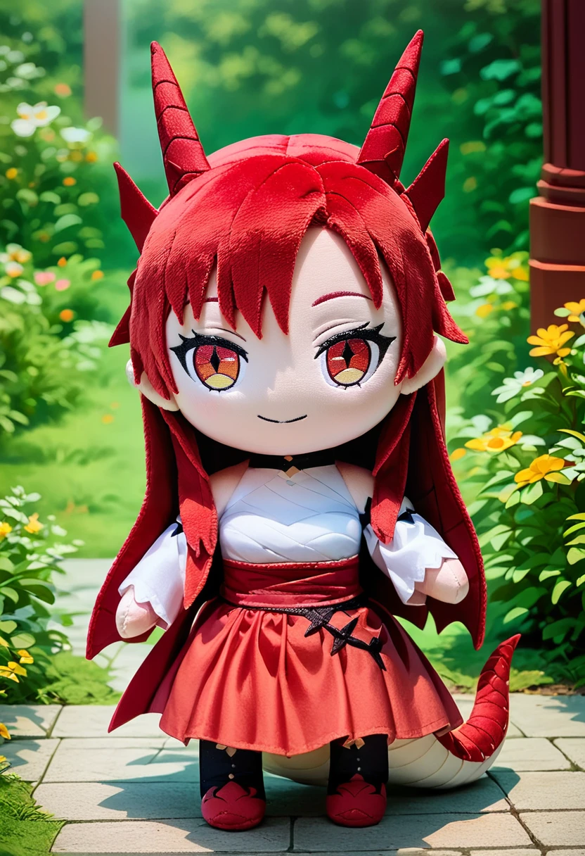 score_9, score_8_up, score_7_up, 
rating_safe,
taniabt,dragon tail,official_costume,
masterpiece,
beautiful eyes,looking at viewer,seductive smile,
outdoors, 
detailed background,
 <lora:taniabt:0.8>
<lora:woafu_plushify_sdxl_v02:0.8> plushify, character stuffed toy, chibi