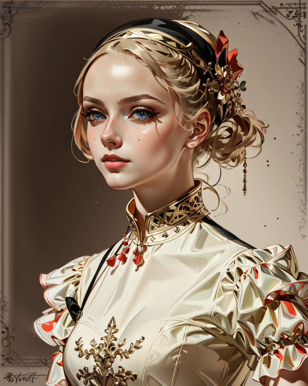 best quality,masterpiece,highly detailed,ultra-detailed, 
 <lora:neg9V2_last:0.7> 
1girl, 
 <lora:leyendecker_02:0.8>by  leyendecker, traditional media, extremely detailed eyes, fantastic details full face, mouth, trending on artstation, pixiv, cgsociety, hyperdetailed Unreal Engine 4k 8k ultra HD,