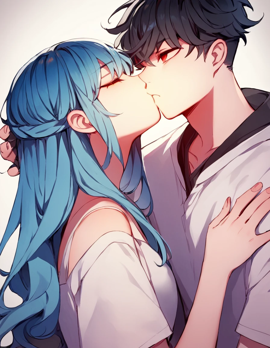 score_9, score_8_up, score_7_up,
source_anime,rating_safe,
female, male, human, clothing, kissing, clothed, hair, eyes closed, anthro, red eyes, interspecies, mammal, blue hair, black hair, hi res, male/female, duo
 <lora:Juder_Art_Style:1.2>