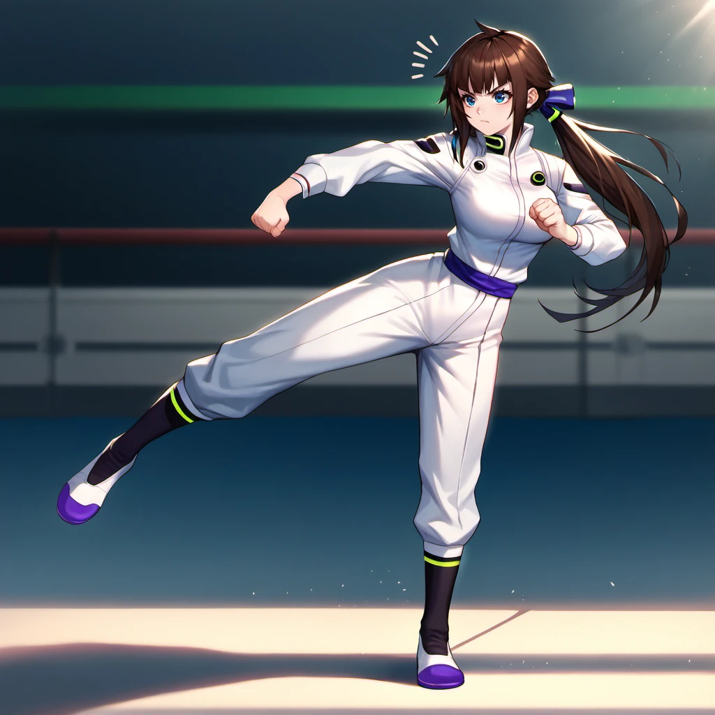 score_9, score_8_up, score_8, amazing perfect masterpiece, volumetric lighting, vibrant colors. sexy girl wearing white uwabaki, purple uwabaki soles, purple uwabaki accent, long messy disheveled Brown hair with blue highlights, tight fitting marine military uniform, young, pretty girl with long hair, low ponytail, big chest, tall, Annoyed look on her face, kicking upwards, high kick, full body shot, detailed eyes, gorgeous face, training in park, cyberpunk, technology, futuristc, high detail, absurdres, busy cyberpunk city, epic, dynamic action
shiny black socks
capoeira, badass, martial arts, kung fu, karate
<lora:uwabaki footwear 2_epoch_16:0.9>
EyeDetail-SDXL fFaceDetail-SDXL fHandDetail-SDXL HairDetail-SDXL OverallDetail-SDXL