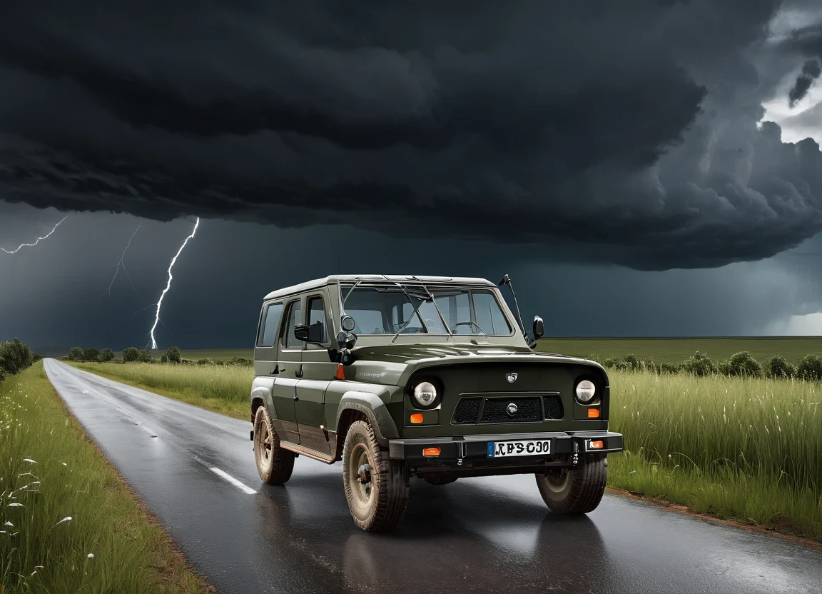 obc19 SUV <lora:19_vehicle_obc19:1.0> on a road,
outside, psychotic,
nature at background, professional, realistic, high quality,
Hailstorm with dark clouds, <lora:general_vehicle:-0.05>