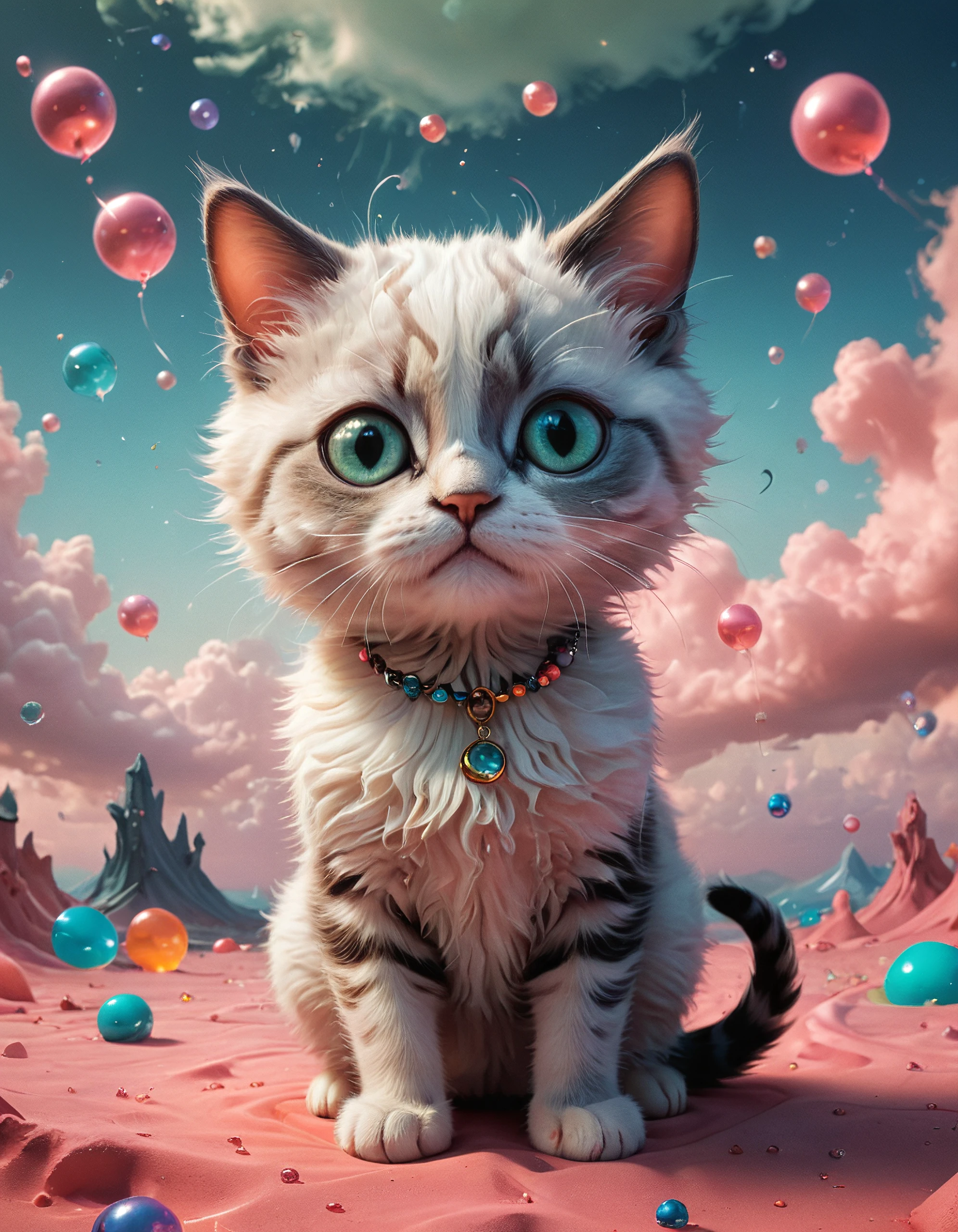 a cute surreal kitty
