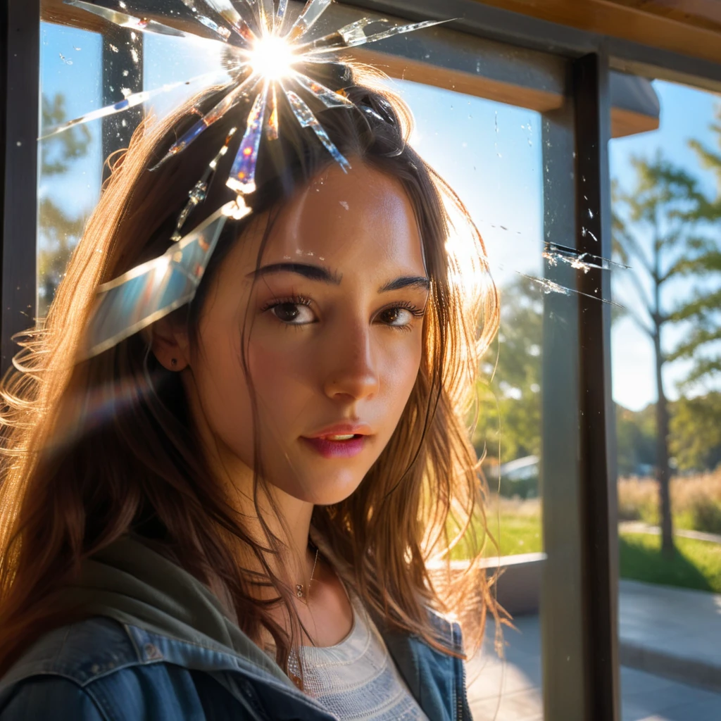 1girl, <lora:izzygreen:1> , shattered mirror:2, (((reflect))), cinematic shot + dynamic composition, incredibly detailed, sharpen, details + intricate detail + professional lighting, film lighting + 35mm + anamorphic + lightroom + cinematography + bokeh + lens flare + film grain + HDR10 + 8K, ((cinematic))