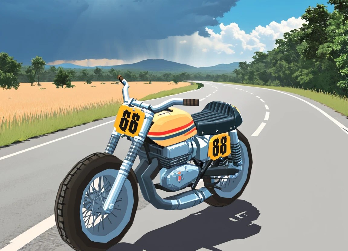 obc15 Motorcycle <lora:15_vehicle_obc15:1.0> on a road,
outside, terrifying,
nature at background, professional, realistic, high quality,
Clear sky after storm, <lora:general_vehicle:-0.25>