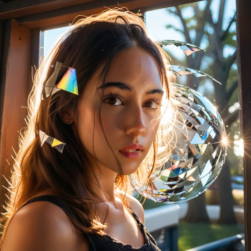 1girl, <lora:izzygreen:1> , shattered mirror:2, (((reflect))), cinematic shot + dynamic composition, incredibly detailed, sharpen, details + intricate detail + professional lighting, film lighting + 35mm + anamorphic + lightroom + cinematography + bokeh + lens flare + film grain + HDR10 + 8K, ((cinematic))