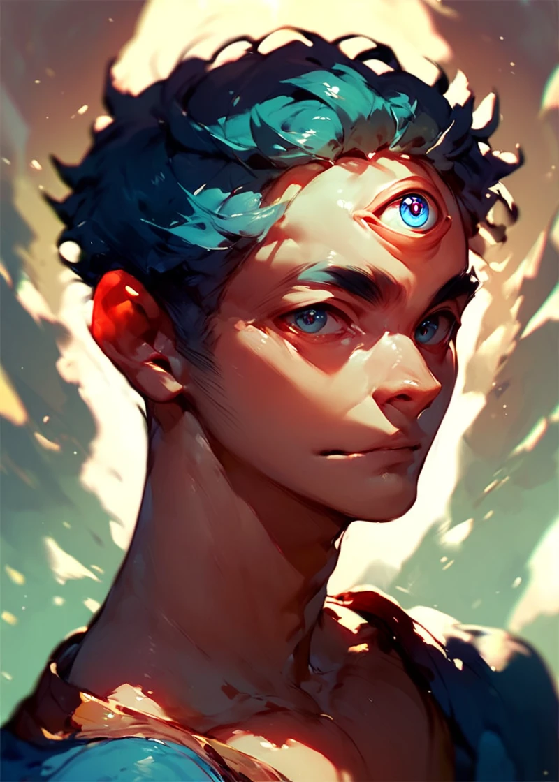 score_9, score_8_up, score_7_up, score_6_up, portrait of young man, third eye, <lora:ThirdEyeXLPony-000008:1>