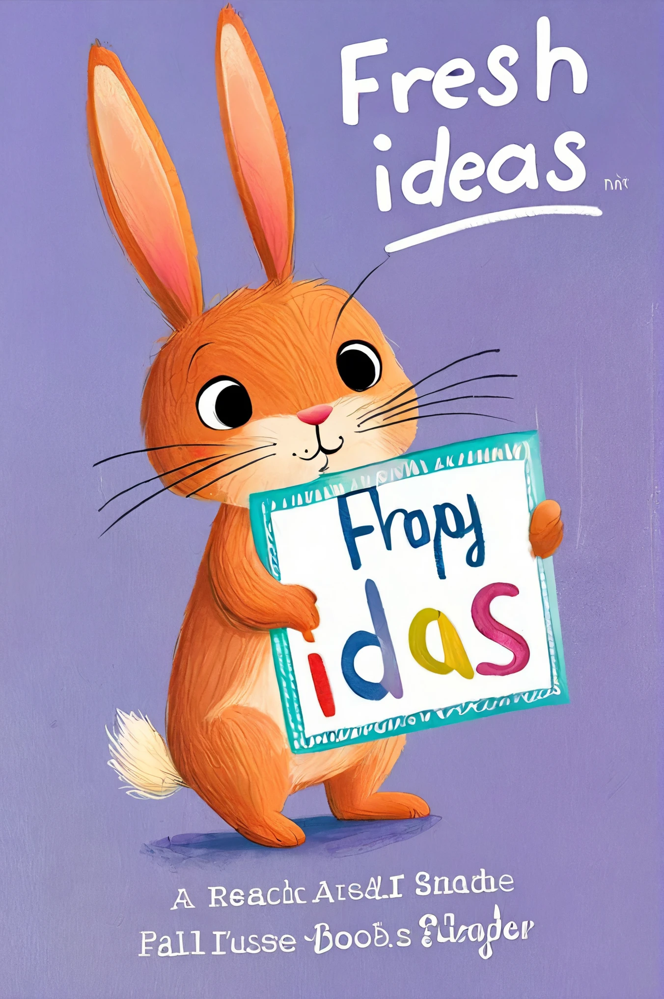 Children's picture books,a cute bunny holding a card written "Fresh Ideas",rendered in a colorful cartoon style,with bright colors and clear lines,colorful,eye pleasing,
