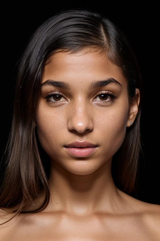 DEN_nika_nikola,
(headshot:1.2) portrait on a (plain black background:1.2), (headshot:1.2), (face focus:1.1), (facing the camera:1.2), Head in the centre, (eye contact:1.3), (intense stare:1.1), mouth open, (facing straightforward:1.2), (forward facing:1.1), Head, face, Head focus, Head tilted down, looking slightly up at the camera,
bokeh, f1.4, 40mm, photorealistic, raw, 8k, textured skin, skin pores, intricate details <lora:epi_noiseoffset2:1>, epiCRealism