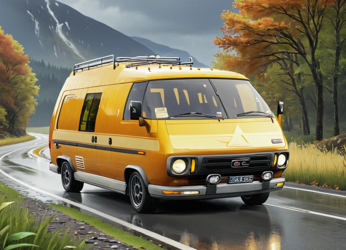 obc11 Van <lora:11_vehicle_obc11:1.0> on a road,
outside, fallacious,
nature at background, professional, realistic, high quality,
Sunny with light rain, <lora:general_vehicle:-0.05>