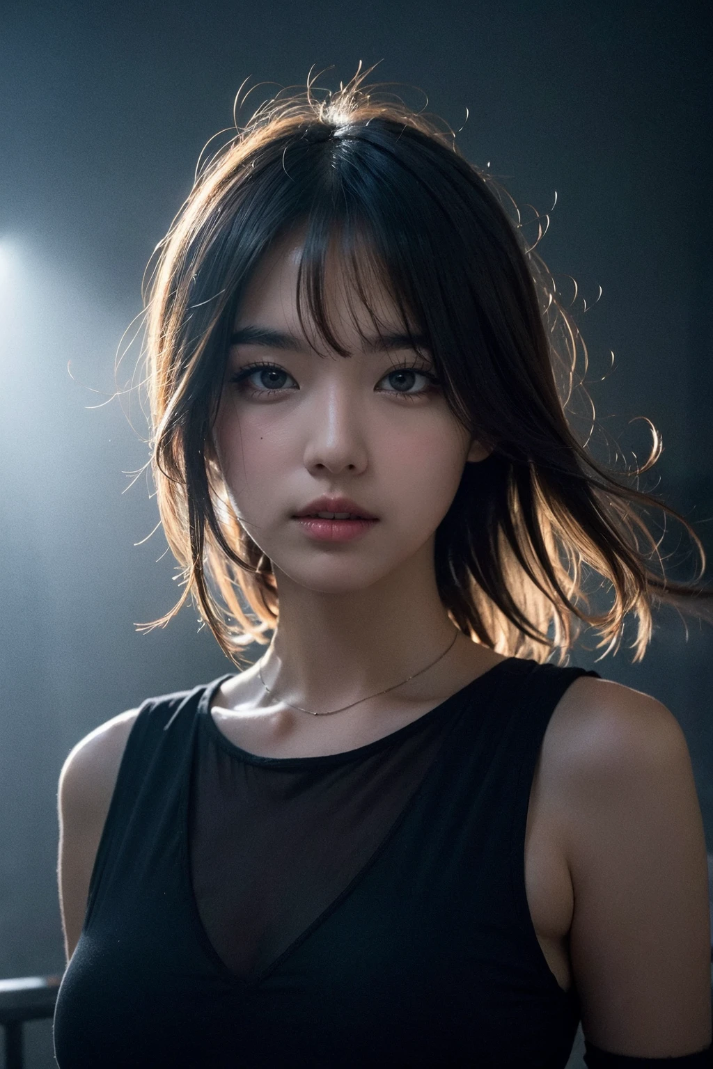 city street,neon,fog,volumetric,closeup portrait photo of young woman in dark clothes,<lora:epiNoiseoffset_v2-pynoise:-1>,