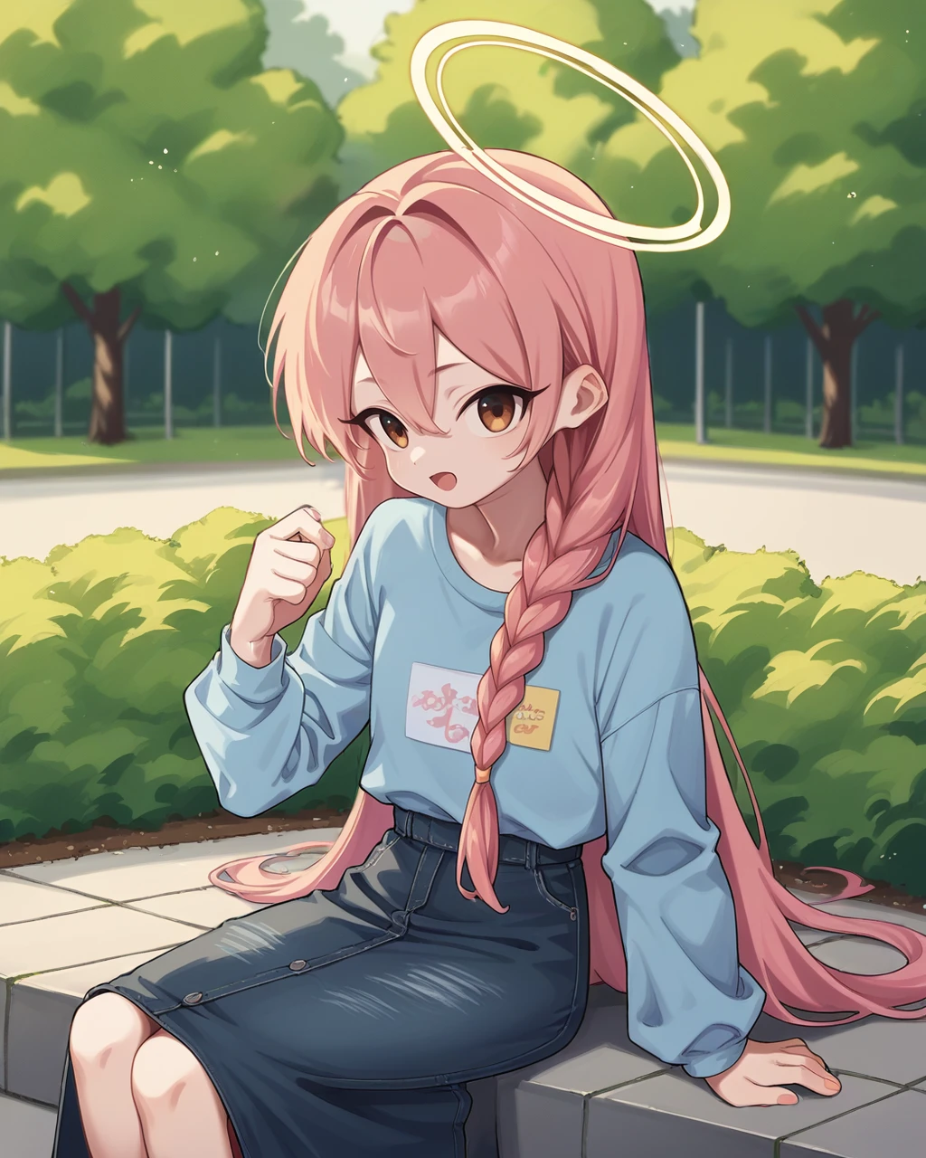 score_9, score_8_up, score_7_up, source_anime, solo, 1girl, park, fashion, Long Halo Braid Hairstyle, bouen, <lora:bouen_PDXL-000001:1.2>