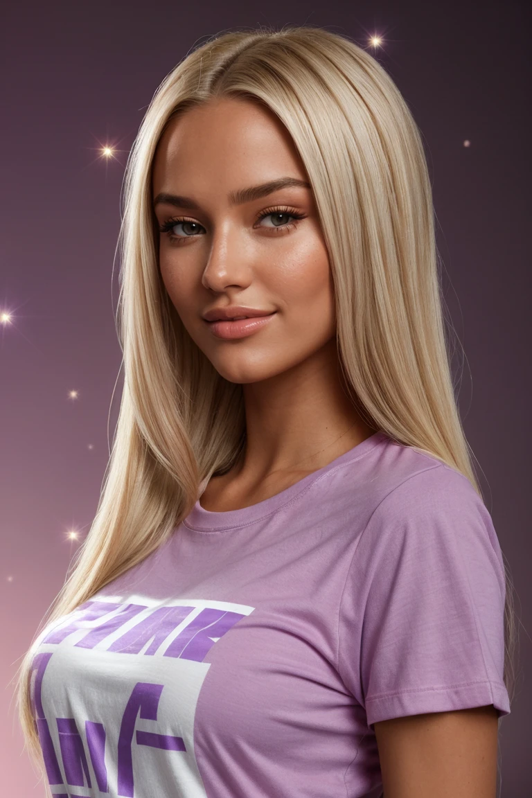 (Facial Close Up Short, Portrait:1.5) Tower13 - Bertha (bleach Blonde Blowout Hair:1.4) (skinny, slim, slender, narrow waist:1.3) ((Photo Focus, DOF, Aperture, insanely detailed and intricate, character, hypermaximalist, hyper realistic, super detailed, (lens flare))) (Jeans and T-shirt:1.3) (Pink and Purple Studio Backdrop:1.3) (smile:1.2) <lora:exposure_control_v10:-0.2> <lora:more_details:0.3>