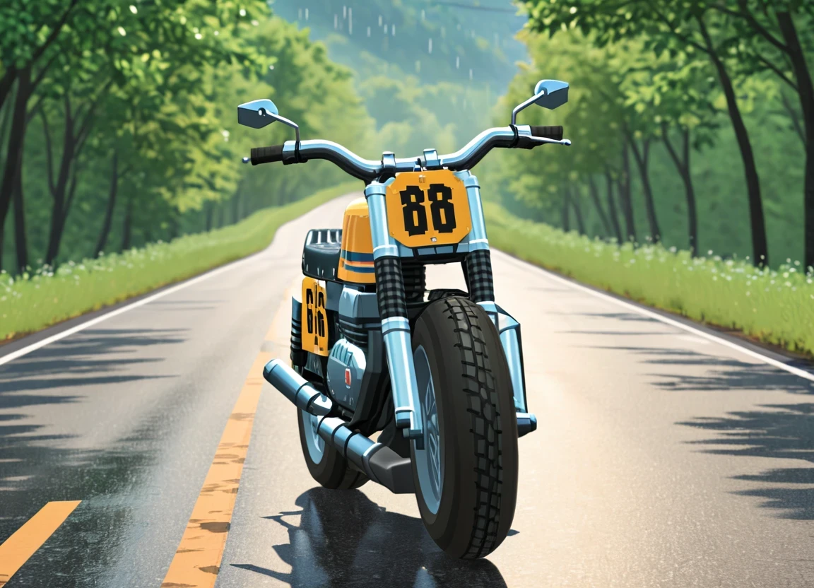 obc15 Motorcycle <lora:15_vehicle_obc15:1.0> on a road,
outside, fallacious,
nature at background, professional, realistic, high quality,
Sunny with light rain, <lora:general_vehicle:-0.05>