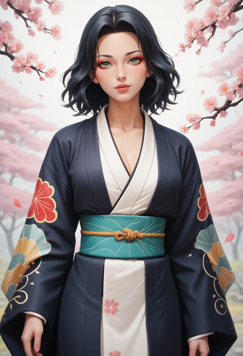 ((score_9), score_8_up, score_7_up), score_6_up, score_4_up, score_5_up, artful dreamy masterpiece,  Dynamic Character Design with Kimono Influence: A youthful protagonist in a flowing haori jacket adorned with traditional Japanese motifs, conveying a sense of determination and action. (Inspired by the kinetic energy of Demon Slayer's character designs)