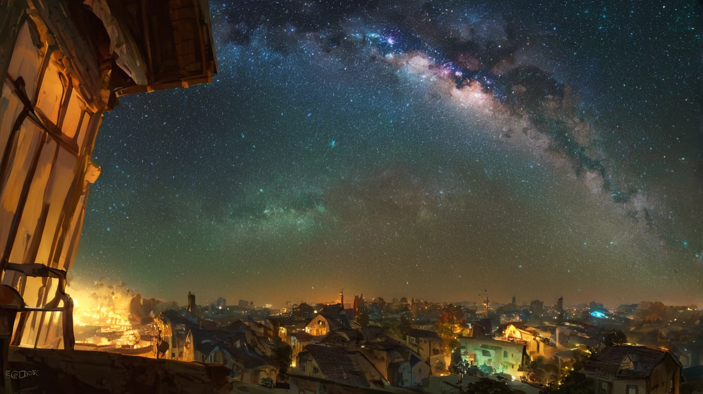 score_9, score_8_up, score_7_up, zPDXL2, <lora:MilkyWay:1>, (((night))), night sky, ((start)), 
city from far away, skyscrapers, (milky way panorama)