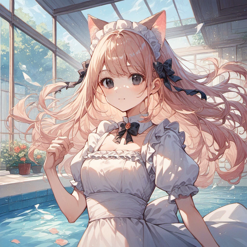 source_anime,score_9, score_8_up, score_7_up, score_6_up, score_5_up, rating_safe,
(girl:1.5),(long hair,delicate detailed black eyes, nice outfit,bangs,maid dress,cat ears, floating), (close up,waist)
<lora:backgroundsetXL:0.6>background, pool ,house