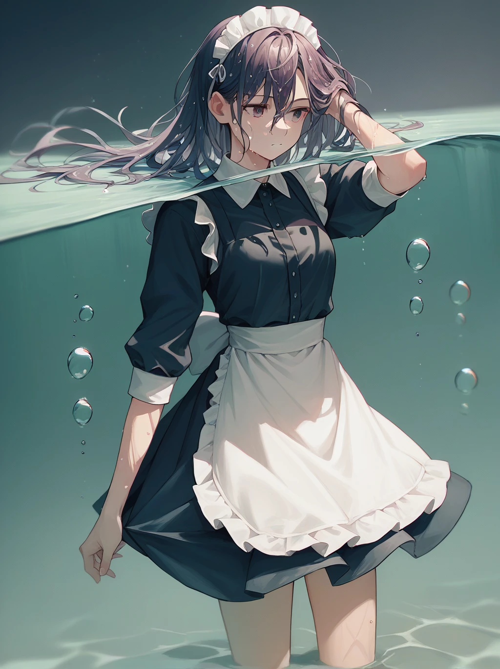 score_9, score_8_up, score_7_up, score_6_up, source_anime, <lora:partially_underwater_shot_v0.1-pony-dim8fp16:1.0>
partially underwater shot, partially submerged, 
1girl, wet hair, maid, floating hair,