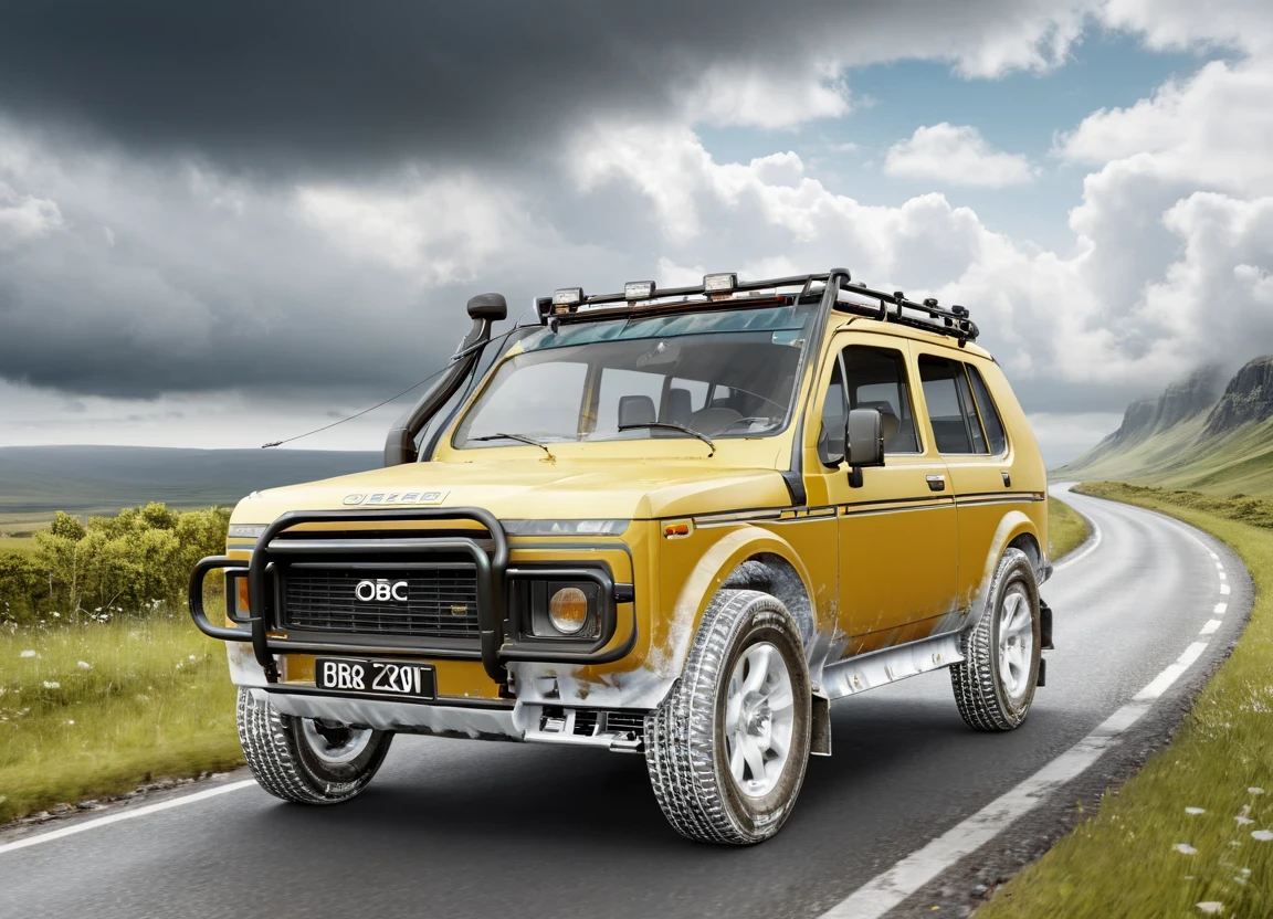 obc20 SUV <lora:20_vehicle_obc20:1.0> on a road,
outside, unusual,
nature at background, professional, realistic, high quality,
Overcast with dense clouds, <lora:general_vehicle:-0.20>