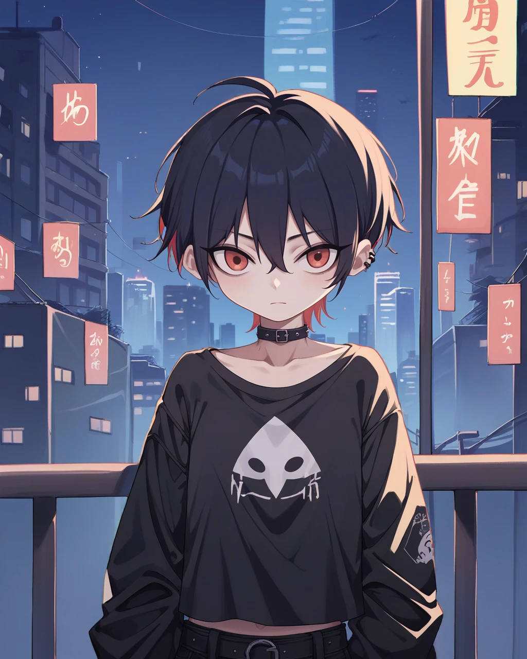 score_9, score_8_up, score_7_up, source_anime, solo, 1girl, goth, city, night, Crystal Hair, bouen, <lora:bouen_PDXL-000001:1.2>