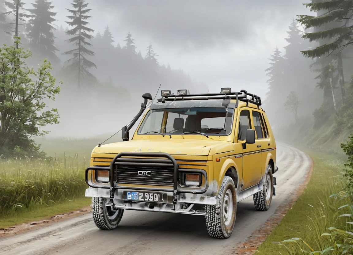 obc20 SUV <lora:20_vehicle_obc20:1.0> on a road, 
outside, dilapidated,
nature at background, professional, realistic, high quality,
Overcast with fog patches, <lora:general_vehicle:-0.05>