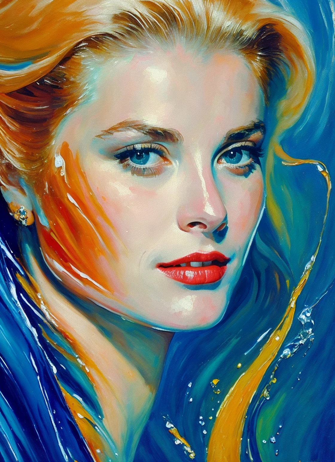 ((oil painting)), masterpiece, best quality, Beautiful (sks woman) appearing from colorful liquid oil paint, swirling paint,
cinematic lighting, by karol bak, full body posing, angel
 Smirk, machine face, fine details, realistic shaded, intricate, elegant,
intricate portrait photo of beautiful sks woman, cn ink, blue background, eyeshadow <lora:cn_ink:0.3>
<lora:locon_perfecteyes_v1_from_v1_64_32:0.2> perfecteyes,
(metart), best quality, ultra high res, 8K, raw,
(highly detailed skin, fully sharp: 1.2),, <lora:locon_gracekelly_v1_from_v1_64_32:0.7> <lora:lora-small-grace-kelly-v1:0.65>