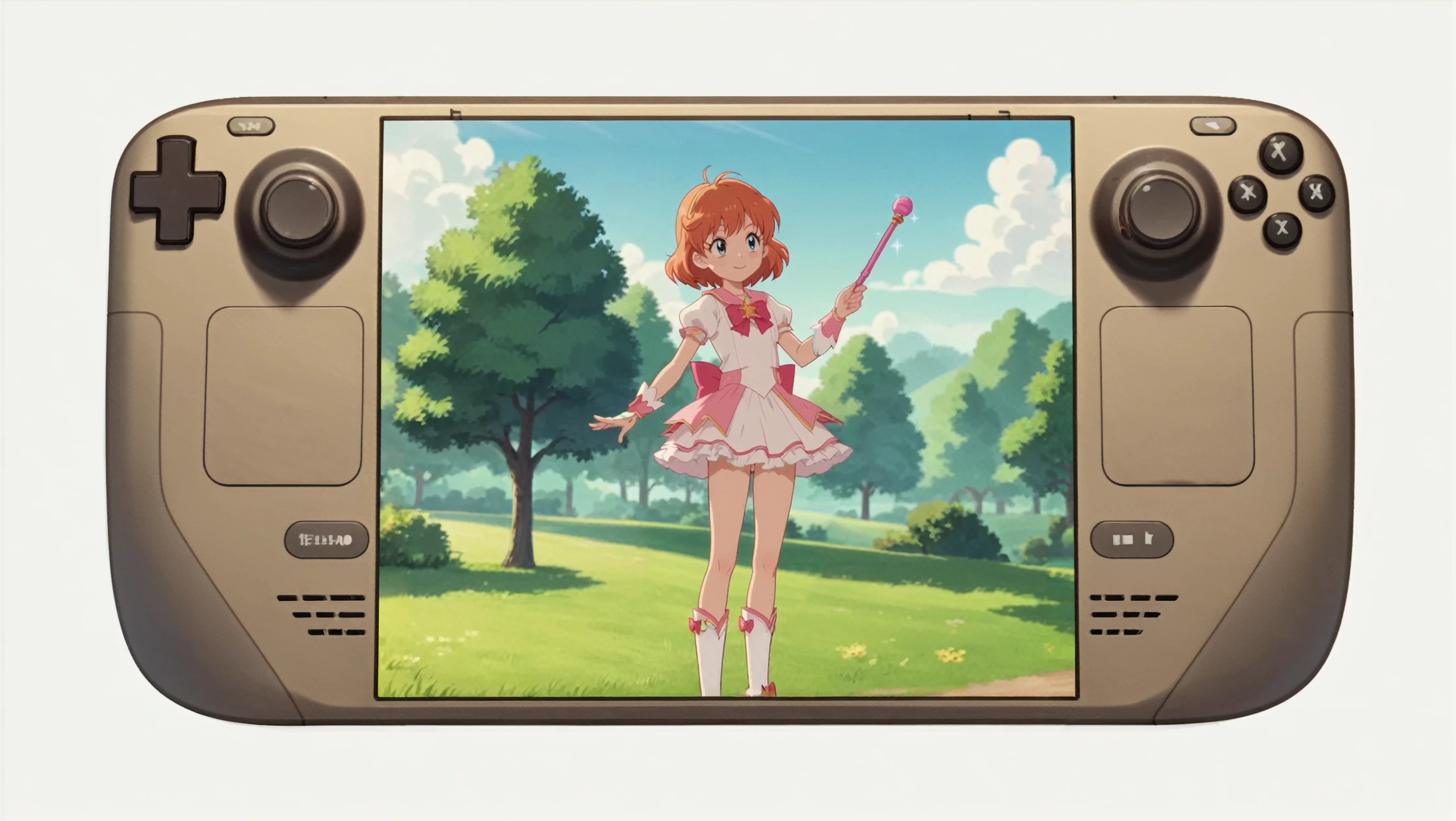 score_9, score_8_up, score_7_up, 
((anime screencap, cel shading, anime coloring, ))
 <lora:steamdeck.pony.v2:0.6> 
(steamdeck, fontalsteam, white steambackground ),
[:magical girl, solo, cute outfit, bare legs, magic wand, outdoors,:0.15]