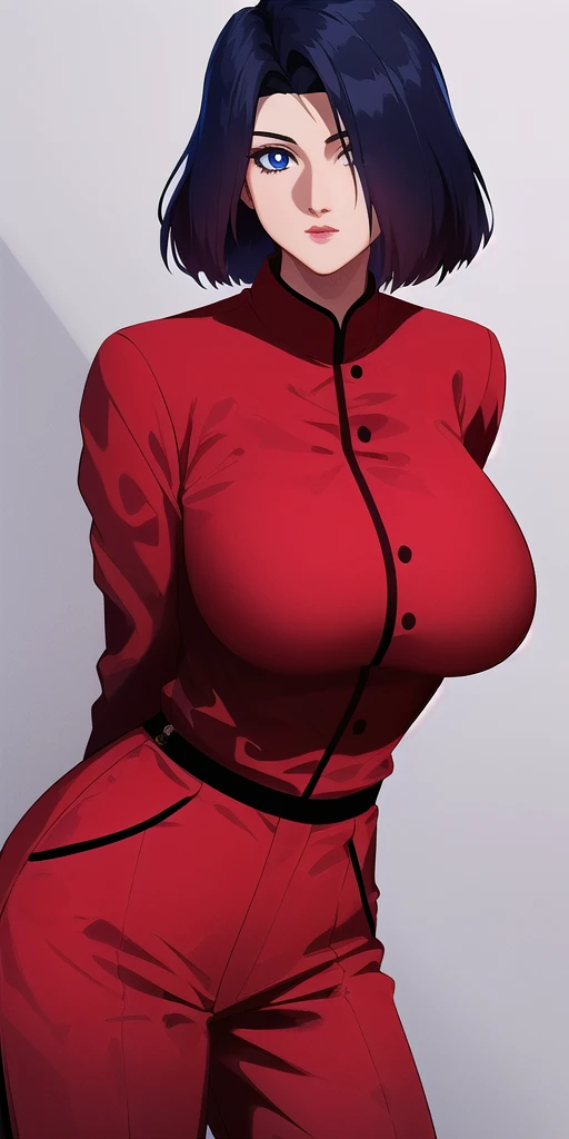 <lora:MyungV1:0.8> myung_fang_lone, huge_breasts, standing, solo, red_pant_suit, masterpiece, best_quality, detailed_face, detailed_eyes, highres, beautiful, detailed, absurdres,