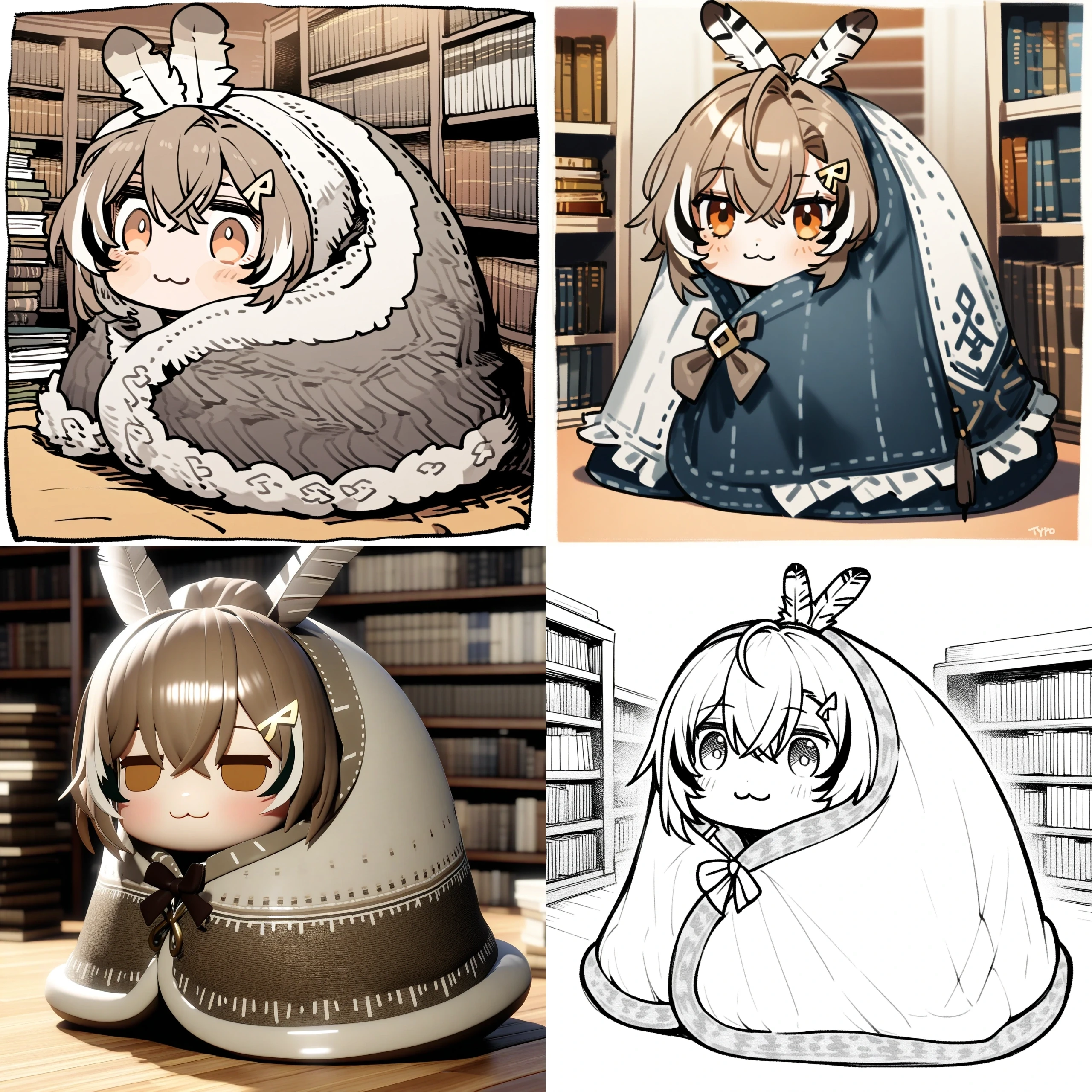 1girl, nanashi mumei, torisudesu, hamadaichi, ssambatea,
blanket, feather hair ornament, :3, happy,
library, book, book stack,
<lora:concept_comfyblanket-v1.1-rls:1>