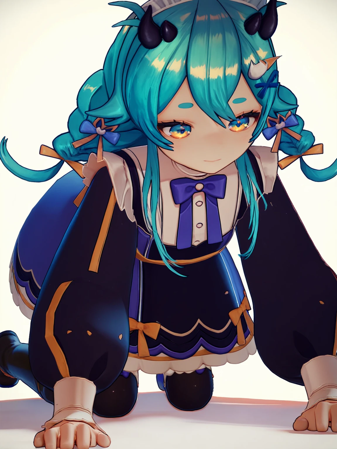 (score_9,score_8_up,score_7_up,),<lora:xiaolei:0.9>,xiaolei,solo,dress,horns,thighhighs,white background,bow,long hair,short eyebrows,virtual youtuber,braid,simple background,boots,twin braids,maid headdress,long sleeves,3d,dogeza,kneeling,