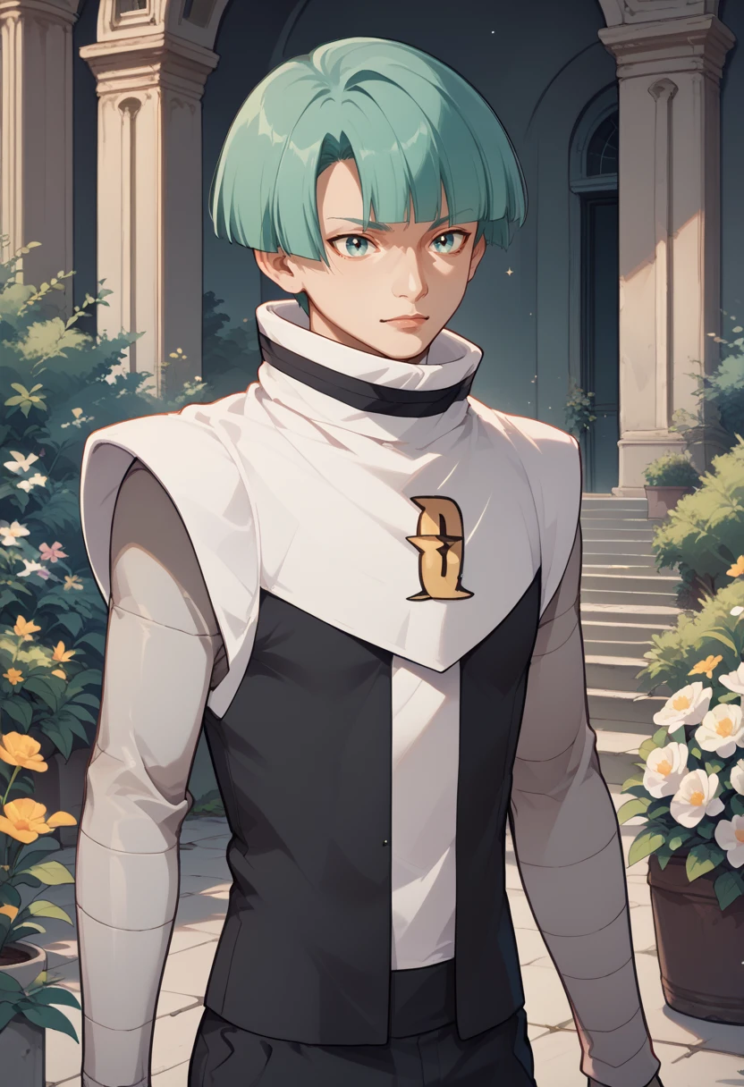 score_9, score_8_up, score_7_up, masterpiece, best quality, amazing quality, best aesthetic, ,absurdres,intricate details,galaxy grunt, green hair, green eyes, white boots, black pants, LONG SLEEVES grey shirt, vest,, 1boy<lora:EMS-373804-EMS:0.800000>, <lora:EMS-382820-EMS:1.000000>