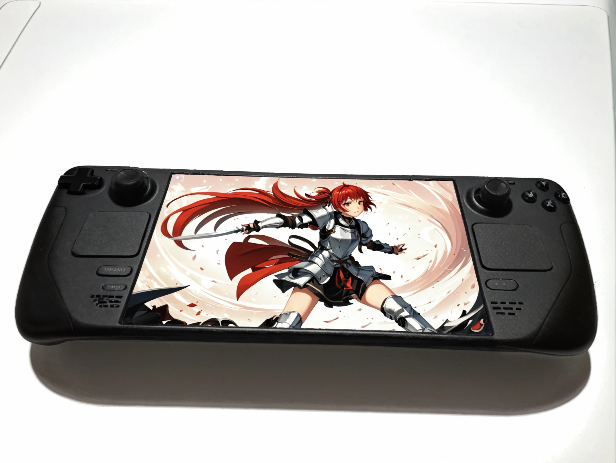 masterpiece, best quality,
 <lora:steamdeck.sdxl.v2:0.75> steamdeck, (anglesteam), white steambackground
[:
medieval, fantasy, knight, armor, 1girl,solo, red hair,
:0.1]