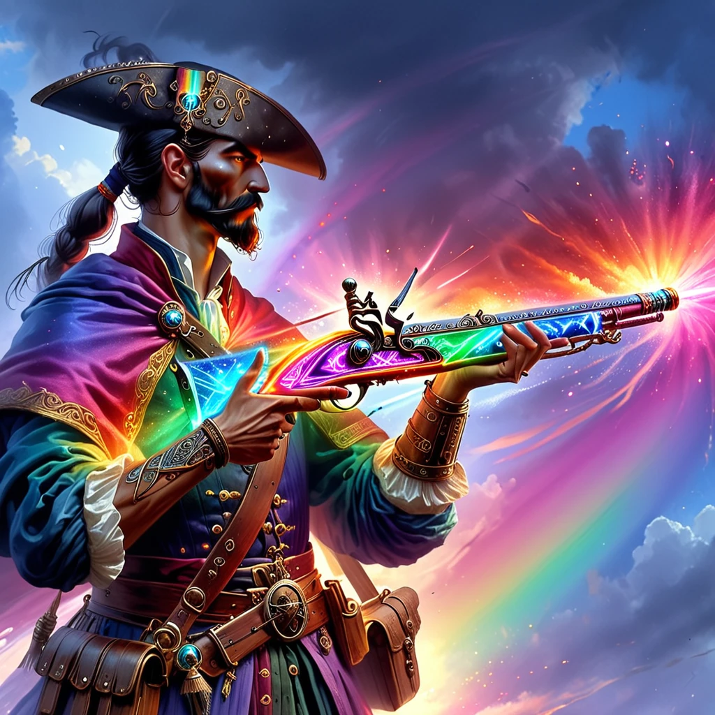 magic musket, A rainbow mage holding a weapon,