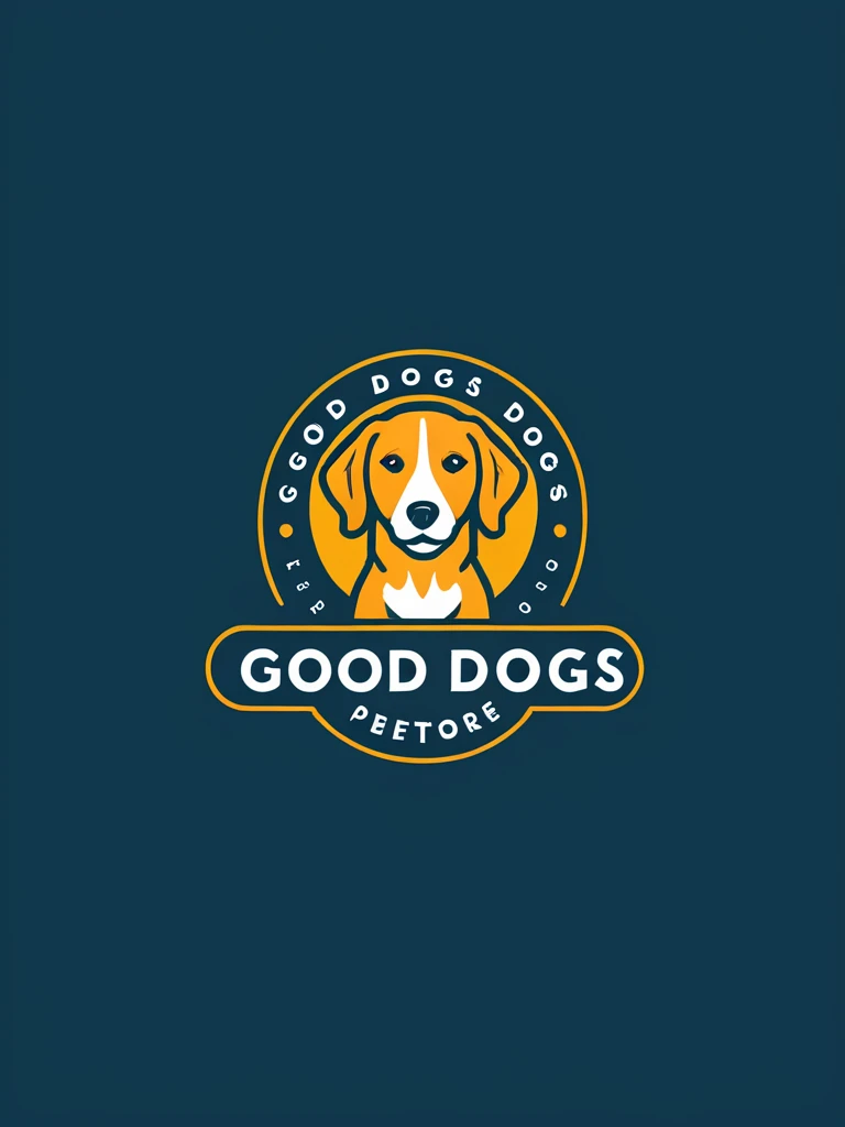 logo for "good dogs" petstore, Logo, badge logo, modern logo, creative logo, flat logo, 2d logo, LOGO, LOGOS, technology logo, vector logo, corporate logo, modern logo, creative logo, 2d logo, flat logo, minimal logo