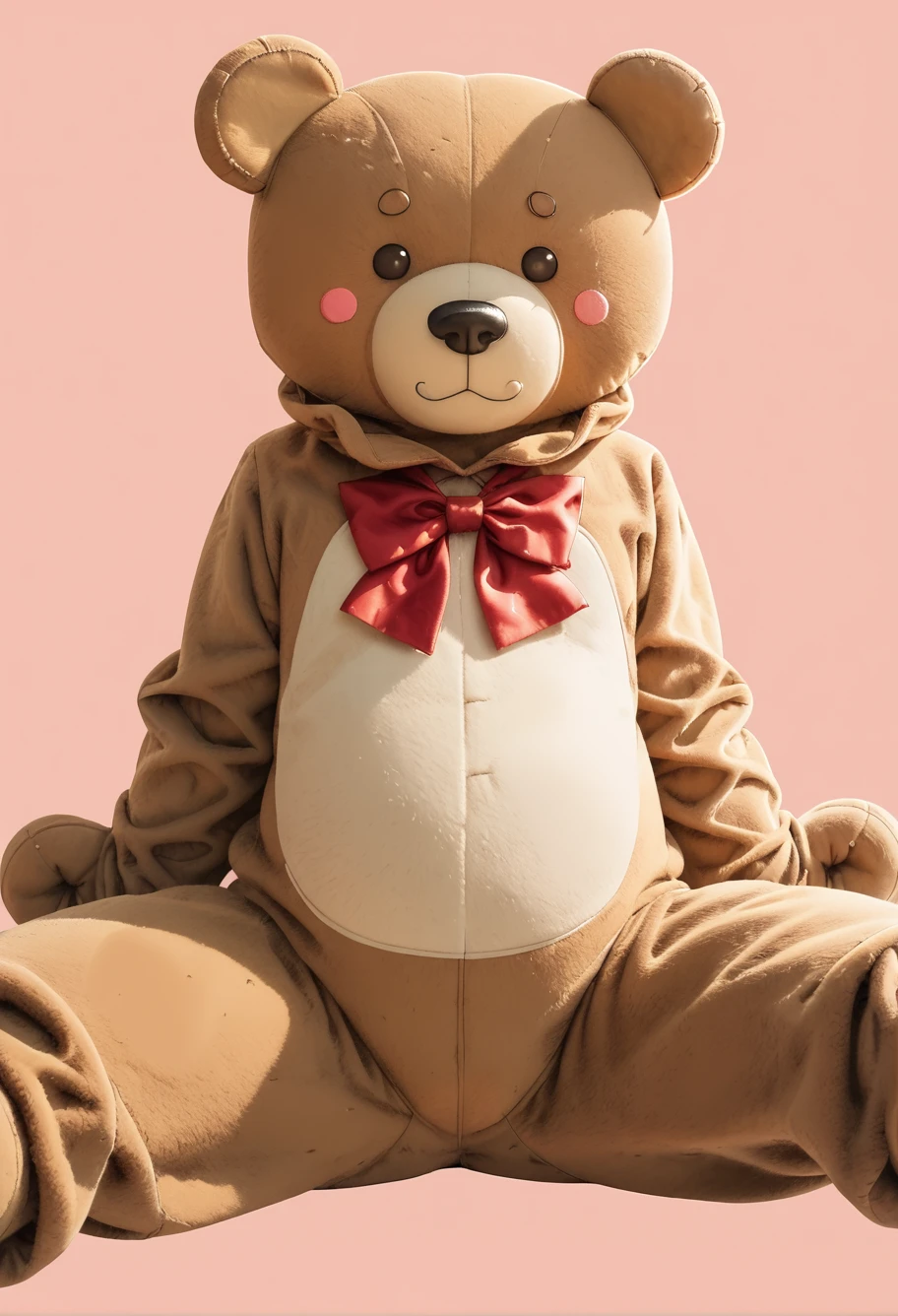 score_9,score_8_up,score_7_up,8k,hd,blush,red background,,ruanyi0606,bear costume,red bowtie,teddy bear,spread legs,<lora:0606 Stellar Bladeï¼Plush Bearï¼_v1_pony:0.9>