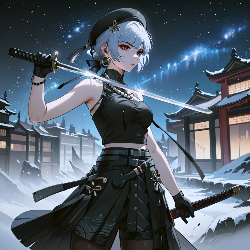 score_9, score_8_up, score_7_up, rating_safe, source_anime,
solo, sword, katana, official_costume, standing, outside, city, weapon, night, text, star, s4nchu4, hi res, absurd res, dual wielding, melee weapon, holding object, digital media \(artwork\), holding weapon, holding sword,
 <lora:Sanhua_Wuthering_Waves:0.9>