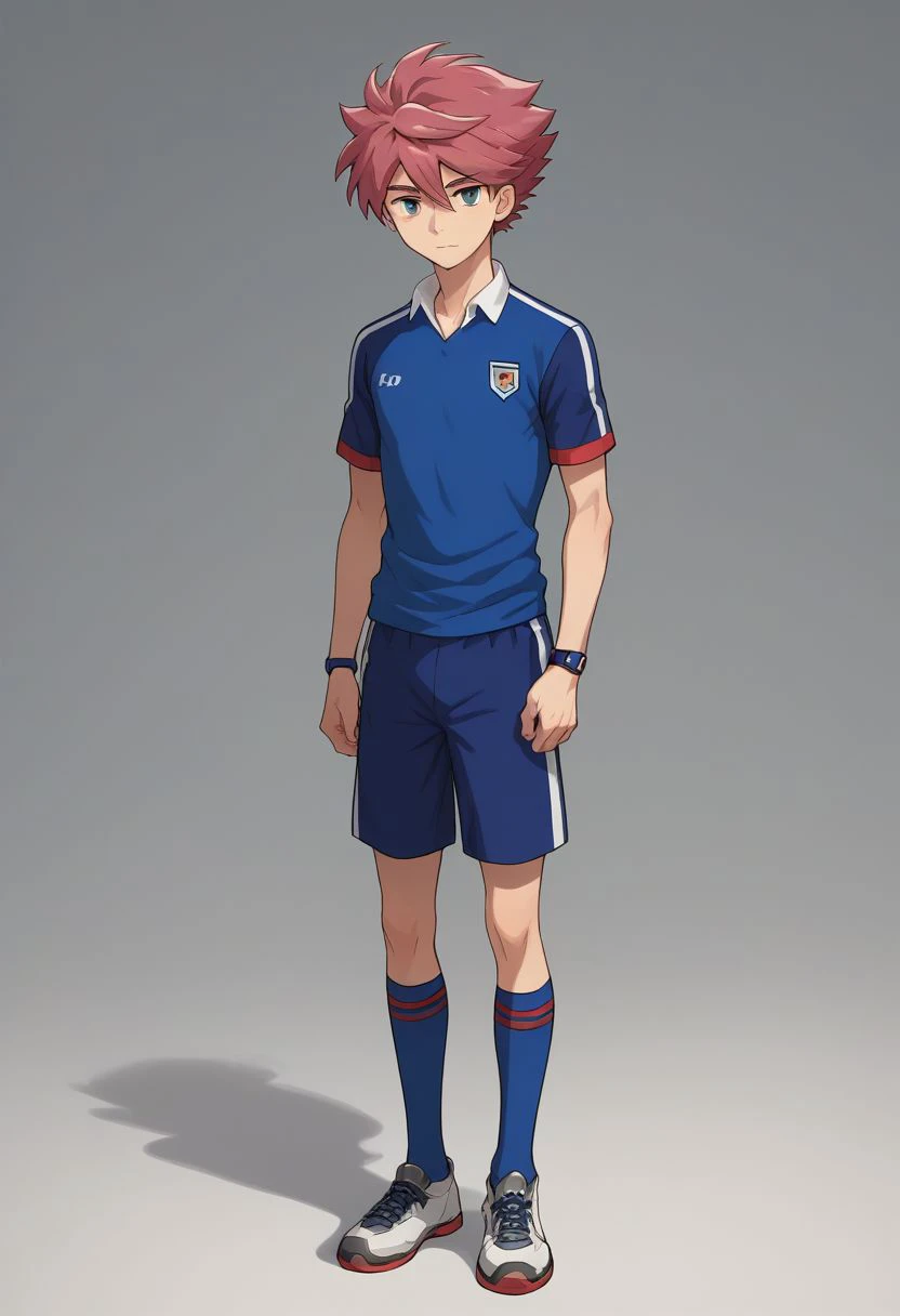 score_9, score_8_up, score_7_up, source_anime, highly detailed, 1boy, solo, male_focus, 
slender, skinny, 
1boy, soccer uniform, solo, male focus, sportswear, full body, pink hair, standing, socks,