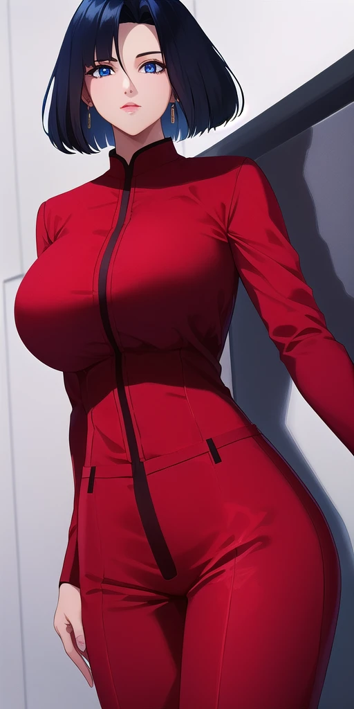<lora:MyungV2:0.8> myung_fang_lone, huge_breasts, standing, solo, red_pant_suit, masterpiece, best_quality, detailed_face, detailed_eyes, highres, beautiful, detailed, absurdres,