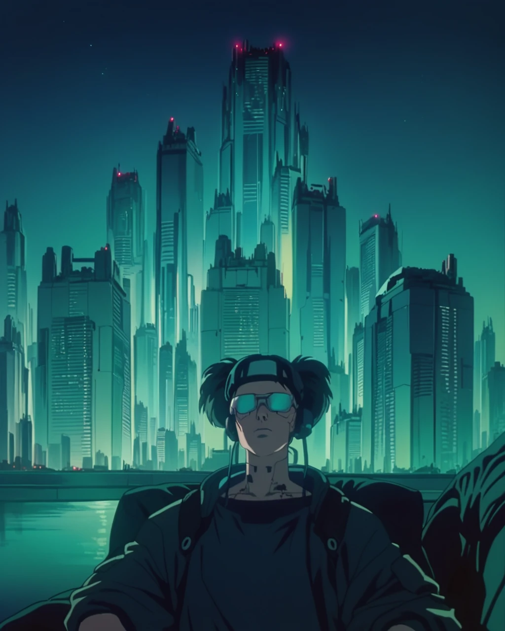 score_9, score_8_up, score_7_up, zPDXL, retro artstyle, no humans, cyberpunk, futuristic city, cityscape, night, <lora:Ghost_In_The_Shell_style:1>