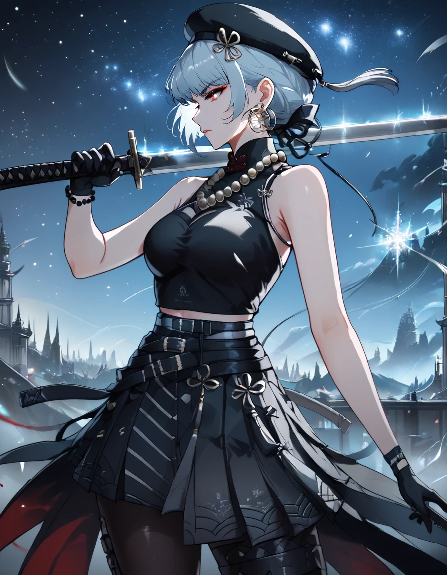 score_9, score_8_up, score_7_up, rating_safe, source_anime,
solo, sword, katana, official_costume, standing, outside, city, weapon, night, text, star, s4nchu4, hi res, absurd res, dual wielding, melee weapon, holding object, digital media \(artwork\), holding weapon, holding sword,
 <lora:Sanhua_Wuthering_Waves:0.9>