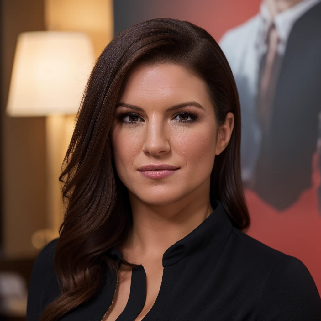 Best_QualityPos, RAW photo, intricate details, best quality, 8k uhd, soft lighting, 1girl, solo, gina carano, brown eyes, long hair, black hair, black collared shirt <lora:Gina_Carano:0.7>