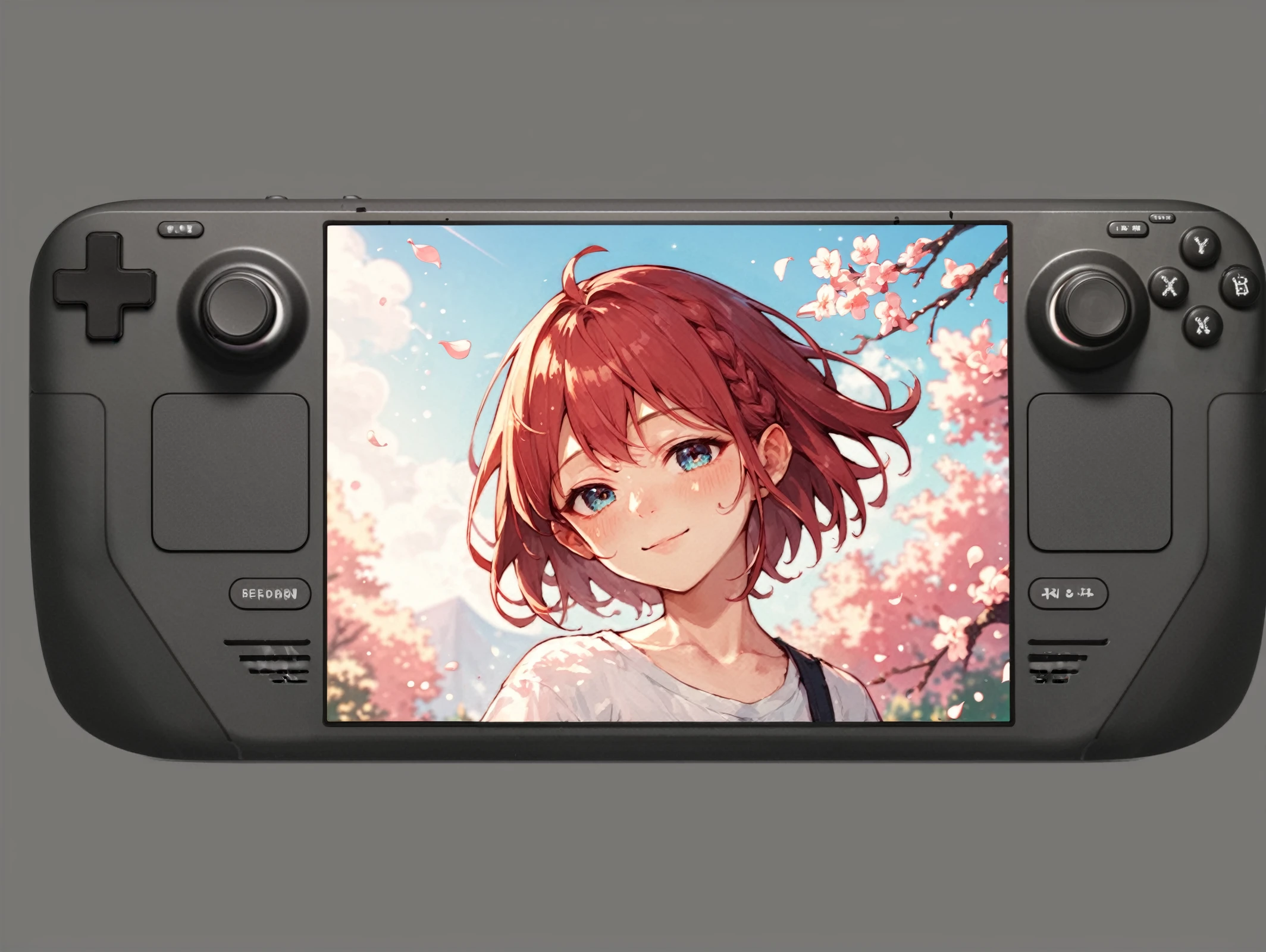 score_9, score_8_up, score_7_up, 
 <lora:steamdeck.pony.v2:0.45> steamdeck, fontalsteam, white steambackground
[1girl, solo, white shirt,  light smile:0.2],