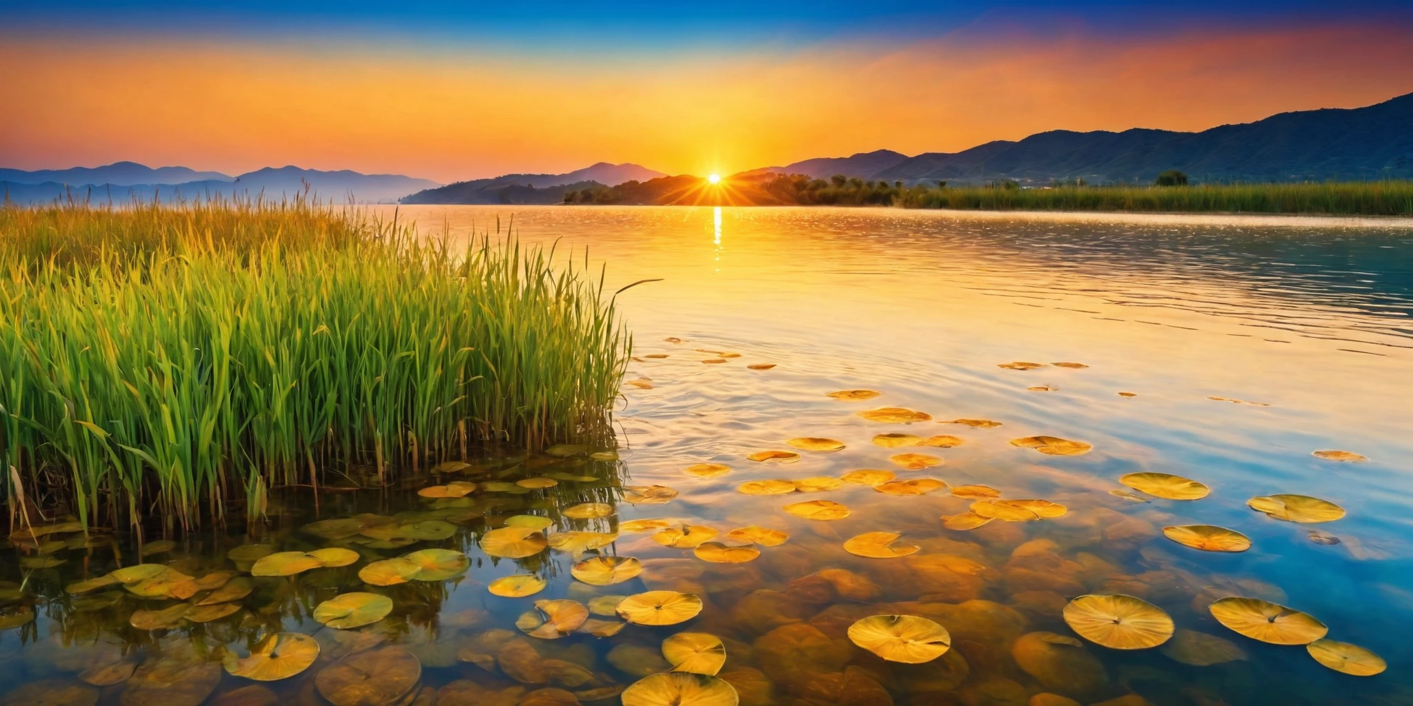 <lora:HMSGé»æXL-000001:0.8>,reality,hd-hlh-3h,<lora:åå½±XL:1>,Realistic landscape, calm water surface, golden hour, soft, golden lighting, warm colors, highly detailed, real photograph